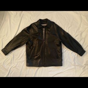 Mens black leather coat